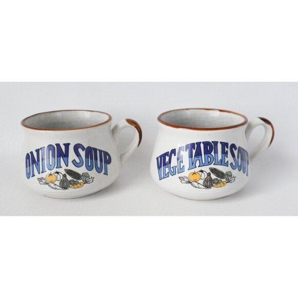 Vintage Festival Chunky Soup Bowls Retro Vegetable Mushroom Tomato Onion Korea - Picture 4 of 9